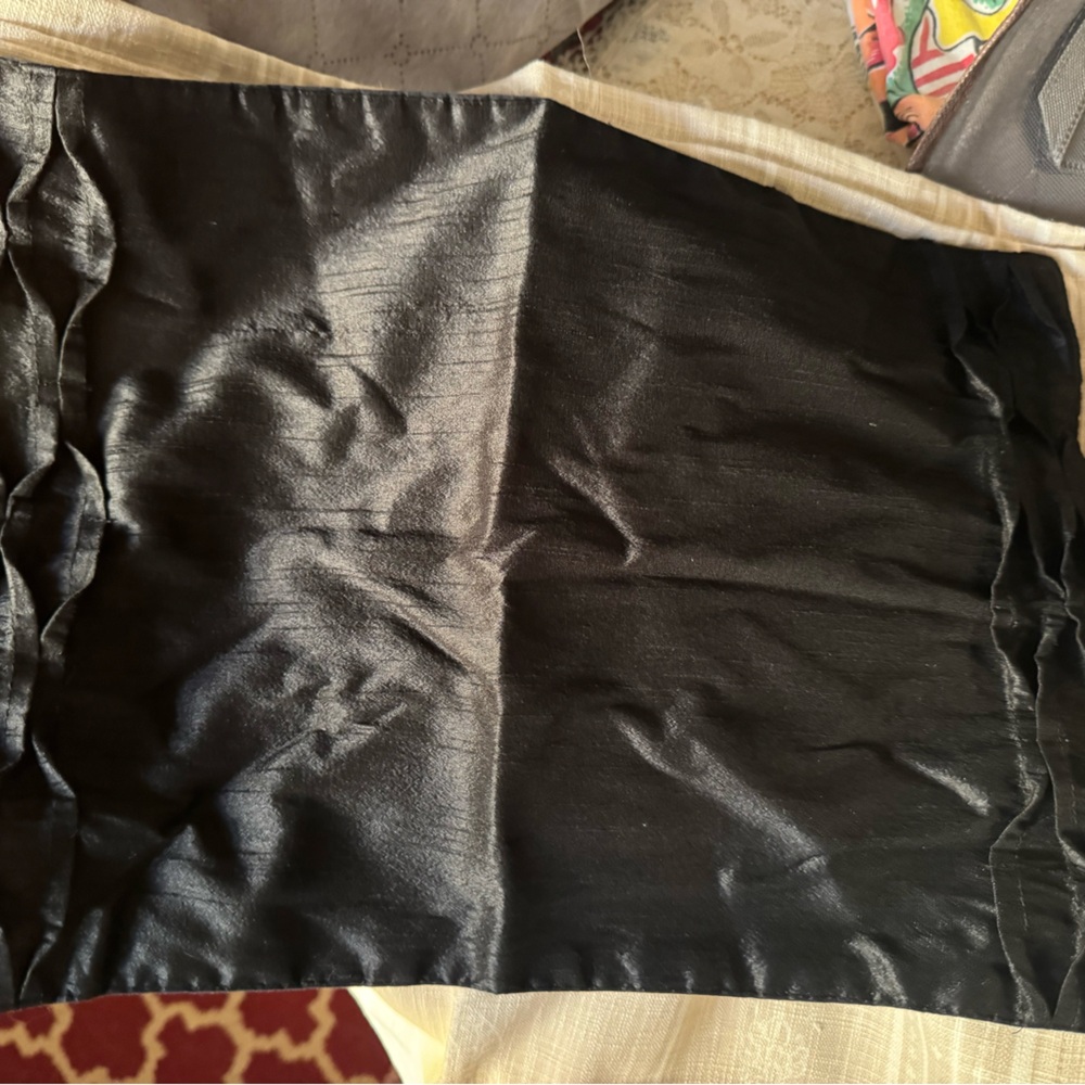 Black Satin-like Placemat w/Ruffles.